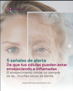 Señales de envejecimiento celular e inflamación.